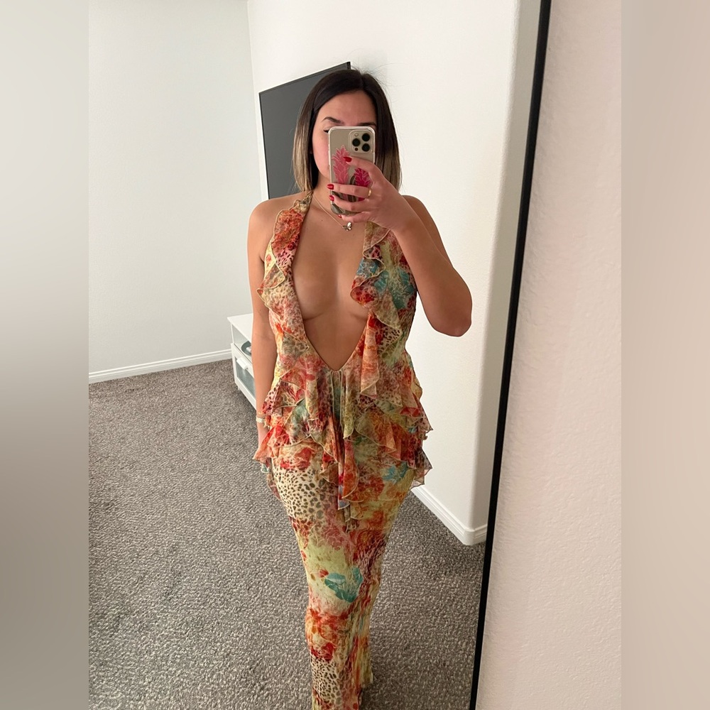 Elegant Backless Multicolor Dress